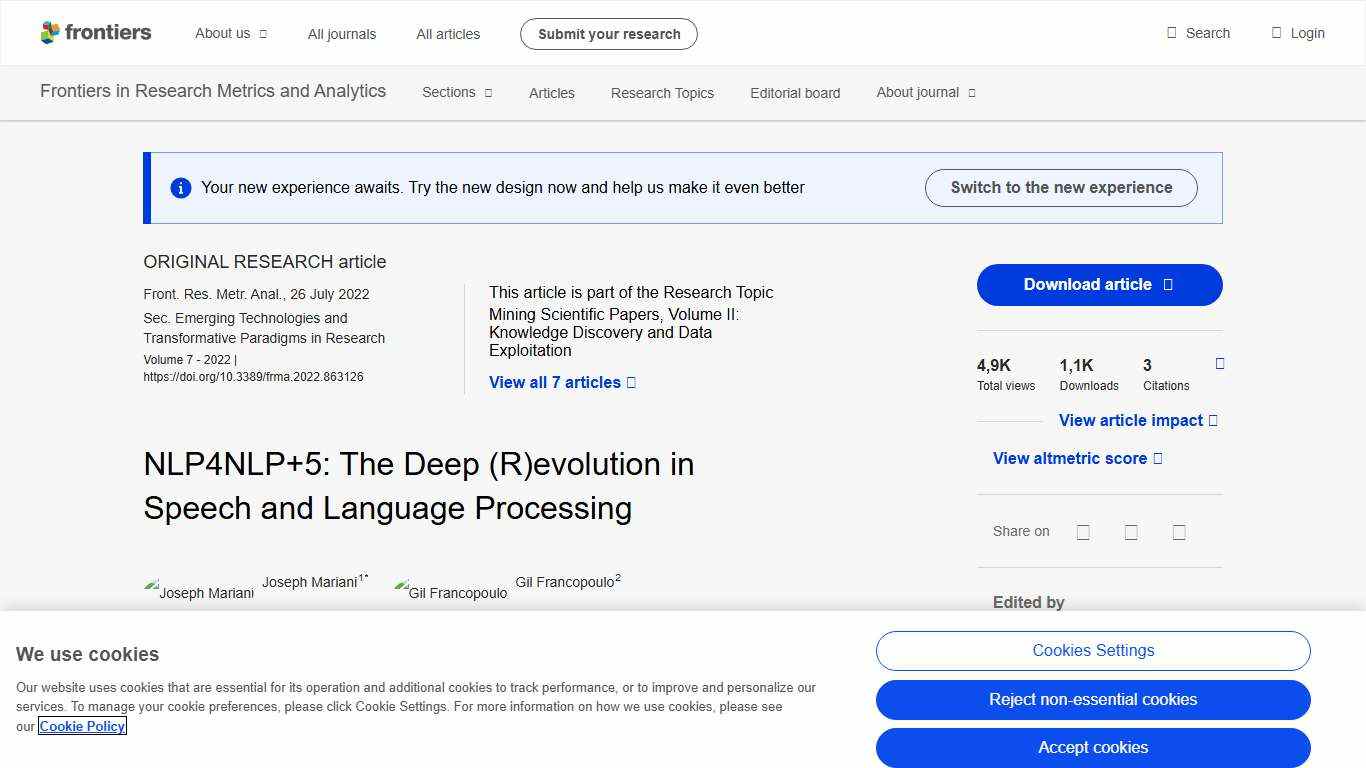 Frontiers NLP4NLP+5: The Deep (R)evolution in Speech and Language Processing